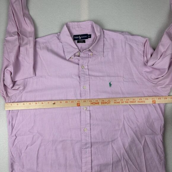 Ralph Lauren Mens Large Pink White Houndstooth Blake Button Down Long Sleeve - Picture 5 of 7